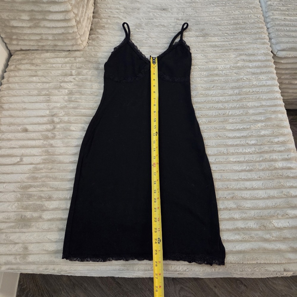 Wild Fable Black Lace Trim Ribbed Cami Mini Dress Y2K Grunge Babydoll Small S - Picture 5 of 11